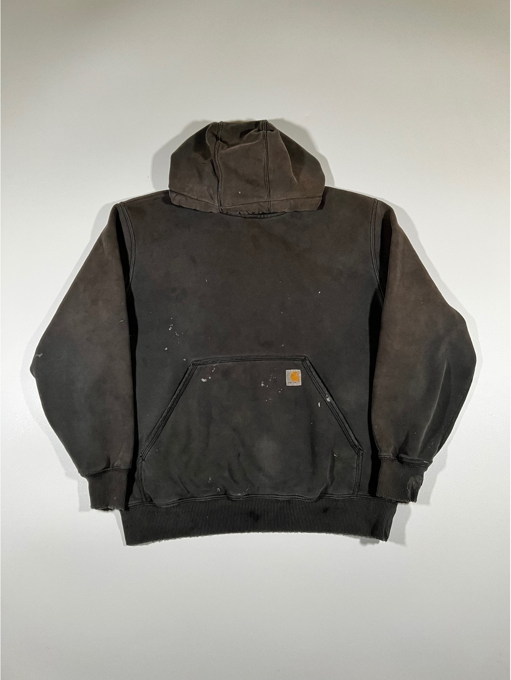 Carhartt Faded Black Distressed Pullover Hoodie Men's Paint Splatter Workwear